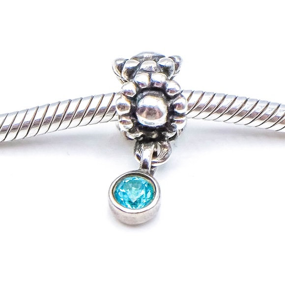 Pandora Jewelry - Pandora Retired Blue Topaz Dew Drop Daisy Dangle Sterling Silver Bracelet Charm